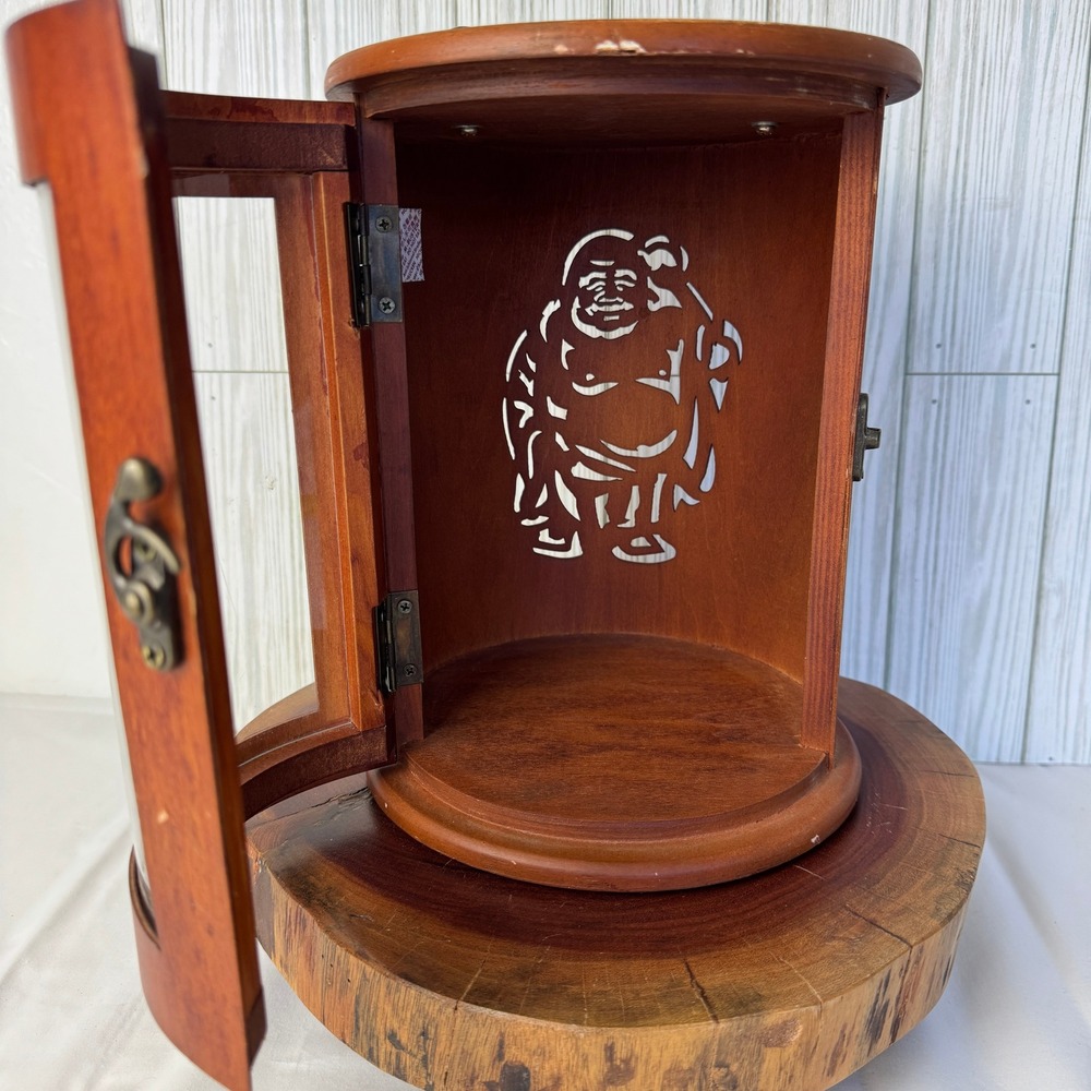 Pyrat Rums Wooden Display Case Hoti Laughing Buddha Lantern Box with Handle 9in - Picture 9 of 10